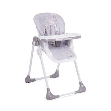 Scaun de masa pentru copii Sweet Nature Grey Deer cu inaltime reglabila, pliabil, spatar reglabil, roti ,husa impermeabila detasabila, suport picioare reglabil, tavita dubla,centuri de siguranta,sistem siguranta antialunecare
