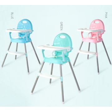 Scaun de masa 3 in 1 pentru copii, Little Mom, pliabil si portabil, cu centura de siguranta, tavita compartimentata reglabila in 3 pozitii, dimensiune 48 x 55 x 88 cm, Booster Green