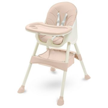 Scaun de masa, Baby Mix, Nora, Multifunctional, Pliabil, Pana la 15 kg, Cu tavita dubla reglabila si detasabila, Include cos depozitare, Usor de transportat, Conform cu EN 14988 + A1: 2020-07, 6-36 luni, Dusty Pink