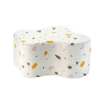 Puf de copii alb cu tapițerie din țesătură bouclé/cu tapițerie din chenille Terrazzo Cloud – Wigiwama
