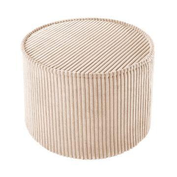 Puf de copii maro deschis cu tapițerie din catifea reiată – Wigiwama