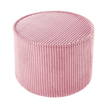 Puf de copii roz cu tapițerie din catifea reiată – Wigiwama