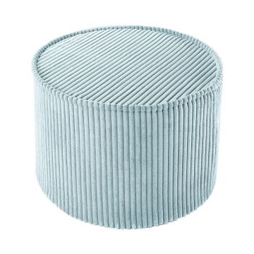 Puf de copii verde mentă cu tapițerie din catifea reiată – Wigiwama