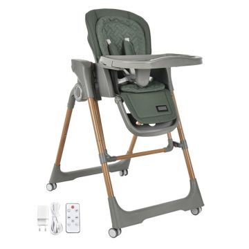 Scaun de masa 2 in 1, Bebe Stars, Serenna, Poate fi utilizat ca si leagan pentru copii, Cu telecomanda, Conform cu EN12790-1,2:2023, EN71-3:2019+A1:2021, EN14988:2017+A2:2024, Green