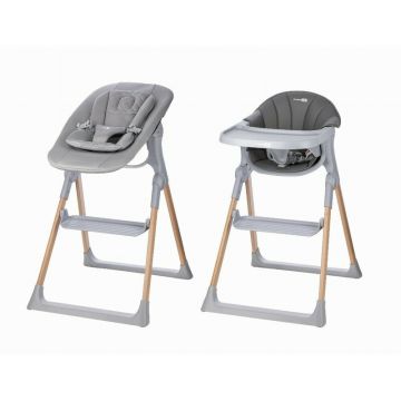 Scaun de masa 2 in 1, FreeON, Flexi Grow, Transformabil, Pliabil, Contine 2 accesorii, 0 luni +, Gri