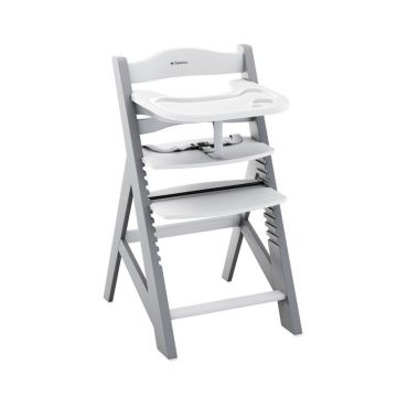 Scaun de masa copii multifunctional 4-in-1 Tulano Morsel 40 GreyWhite structura din lemn rezistent,11 nivele de inaltime ,tavita dubla,recomandat 6luni-4 ani,greutate admisa 40 kg