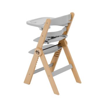 Scaun de masa copii multifunctional 4-in-1 Tulano Morsel 45 NaturalGrey structura din lemn rezistent,pliabil,9 nivele de inaltime ,tavita dubla,recomandat 6luni-4 ani,greutate admisa 40 kg