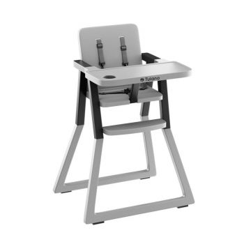 Scaun de masa copii Tulano Morsel 25 GreyBlack pliabil ultra compact 9cm,tavita reglabila,centuri de siguranta,greutate admisa 15 kg