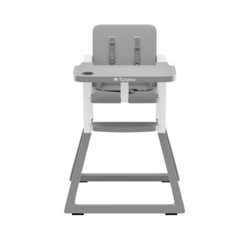 Scaun de masa copii Tulano Morsel 25 GreyWhite pliabil ultra compact 9cm,tavita reglabila,centuri de siguranta,greutate admisa 15 kg