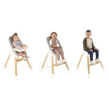 Scaun de masa evolutiv Woody Jane Botanic din lemn, husa lavabila, suport pentru picioare reglabil