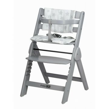 Scaun de masa, FreeON, Finny Fold, 6 luni - 15 Kg, Reglabil pe inaltime, Pernuta, Pliabil, Gray