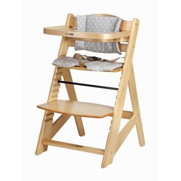 Scaun de masa, FreeON, Toby Plus, 6 luni - 15 Kg, Reglabil pe inaltime, Pernuta, Tavita detasabila, Suport de picioare reglabil, Natur