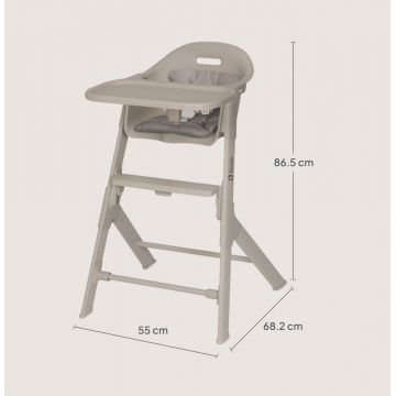 Scaun de masa Lionelo Beny Bej cu suport pentru picioare, tavita ajustabila in 2 pozitii, insertie moale, centuri in 3 puncte, sustine 15 kg, 6 luni+