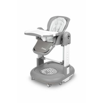 Scaun de masa multifunctional Caretero Sitron Gri 3in1 transformabil in scaun de masabalansoarpremergator, masuta si suport picioare reglabile, inaltime ajustabila, roti silentioase, centuri de siguranta, pernuta reductor