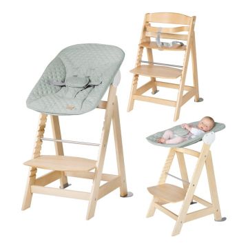Scaun de masă pentru bebe verde deschis/în culoare naturală Style Born Up 2in1 – Roba