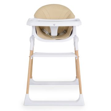 Scaun de masa pentru copii Cangaroo Almond Beige,husa din piele ecologica usor de curatat,structura metalica stabila,picioare antiderapante,pliere compacta,centura de siguranta si protectie antialunecare,suport picioare