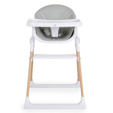 Scaun de masa pentru copii Cangaroo Almond Grey,husa din piele ecologica usor de curatat,structura metalica stabila,picioare antiderapante,pliere compacta,centura de siguranta si protectie antialunecare,suport picioare