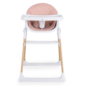 Scaun de masa pentru copii Cangaroo Almond Pink,husa din piele ecologica usor de curatat,structura metalica stabila,picioare antiderapante,pliere compacta,centura de siguranta si protectie antialunecare,suport picioare