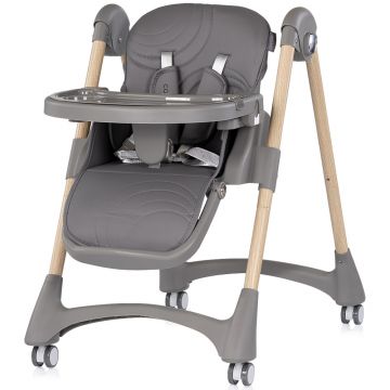 Scaun de masa pentru copii Chipolino Candy Shop Charcoal cu spatar reglabil in 3 pozitii, inaltime reglabila, 4 roti