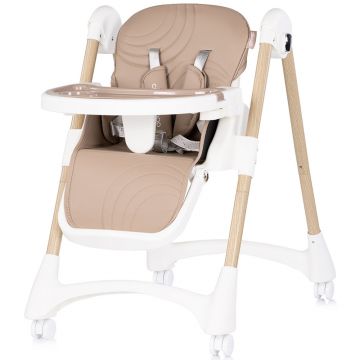 Scaun de masa pentru copii Chipolino Candy Shop Latte cu spatar reglabil in 3 pozitii, inaltime reglabila, 4 roti