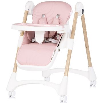 Scaun de masa pentru copii Chipolino Candy Shop Powder Pink cu spatar reglabil in 3 pozitii, inaltime reglabila, 4 roti