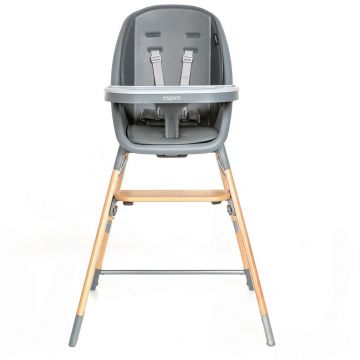Scaun de masa pentru copii Espiro Sense gri 4 in 1 multifunctional, cu suport pentru picioare reglabil pe 3 niveluri si tavita detasabila