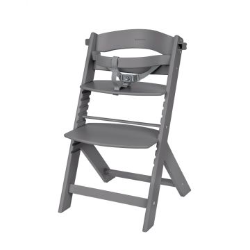Scaun de masa pentru copii Kikkaboo Nordy Dark Grey multifunctional cu structura din lemn,inaltime reglabila 10 nivele,recomandat pana la 10 ani35 kg,centura de siguranta,masuta detasabila
