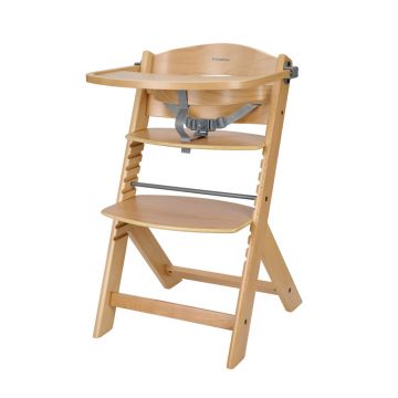 Scaun de masa pentru copii Kikkaboo Nordy Wood multifunctional cu structura din lemn,inaltime reglabila 10 nivele,recomandat pana la 10 ani35 kg,centura de siguranta,masuta detasabila