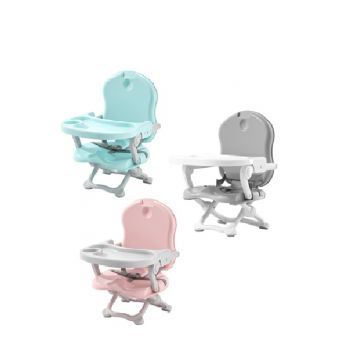 Scaun de masa pentru copii, Little Mom, model tip booster, design compact, pliabil si portabil, inaltime reglabila 4 pozitii, tavita detabila, compatibilitate universala, dimensiune 50 x 30 x 35 cm, Pink