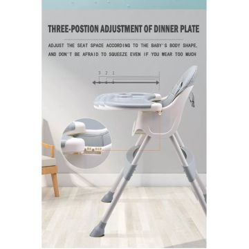 Scaun de masa pentru copii, Little Mom, transformabil, cu tavita dubla ajustabila si detasabila, cu Suport pentru picioare si centura in 5 puncte,  dimensiune 62 x 77 x 92 cm, Dinner Cream