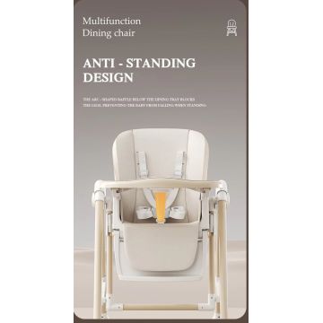 Scaun de masa pentru copii Little Mom White multifunctional 3 in 1, design ergonomic, pliabil, structura piramidala, roti silentioase, suport pentru picioare, dimensiuni 63x80x105 cm
