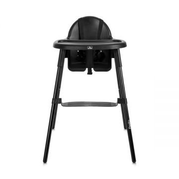 Scaun de masa pentru copii Lorelli Pesto Black cu tavita detasabila si reglabila, suport picioare, centuri de siguranta, greutate admisa 15 kg