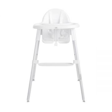 Scaun de masa pentru copii Lorelli Pesto White cu tavita detasabila si reglabila, suport picioare, centuri de siguranta, greutate admisa 15 kg