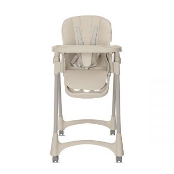 Scaun de masa pentru copii Lorelli Tummy Time Beige reglabil in multiple pozitii, roti din silicon, 2 tavite detasabile, centuri de siguranta, suport pentru picioare