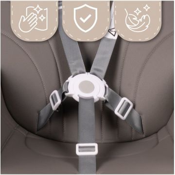 Scaun de masa pentru copii Malplay Grey, reglabil, multifunctional 3 in 1, cu centuri de siguranta, tavita detasabila si reglabila