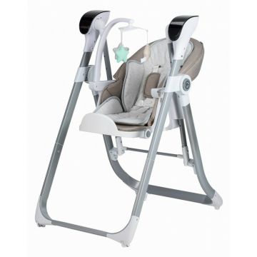 Scaun de masa si balansoar, FreeON, Oli Deluxe, 2 in 1, Transformabil, Multifunctional, Cu melodii de leagan, 0 luni+, Beige