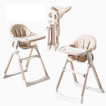 Scaun de masa ultrapliabil pentru bebelusi Little Mom, cu structura piramidala, design anti-ridicare, echipat cu roti, tavita si suport de picioare ajustabile, manere de sustinere, dimensiune 54 x 67 x 88 cm, Khaki