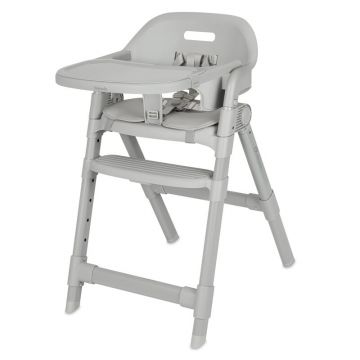 Scaun de masa, Lionelo, Matt, 3 in 1, Pliabil, Cu tava detasabila, Cu centuri de siguranta in 5 puncte, Suport pentru picioare si sezut reglabile, Pana la 110 kg, 6 luni – adult, Gri